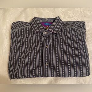 Men's Robert Graham Flip Cuff Purple Striped Button Down Shirt. Size Med. NWOT